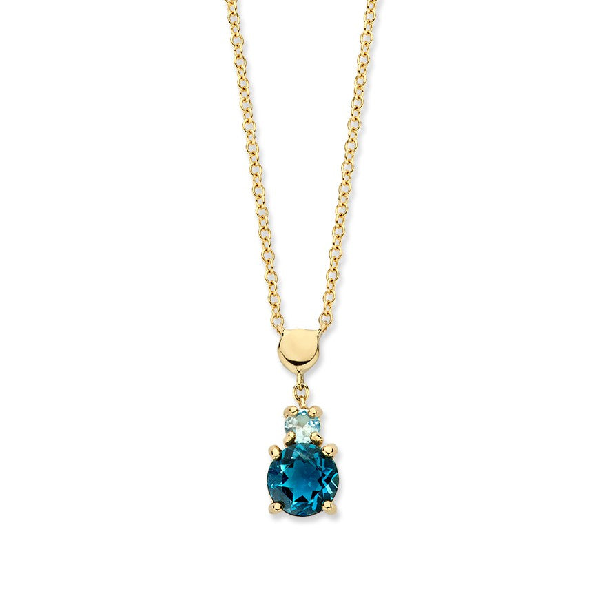 Geelgouden Collier met Topaas & London Blue Topaas – 14 Karaat Goud