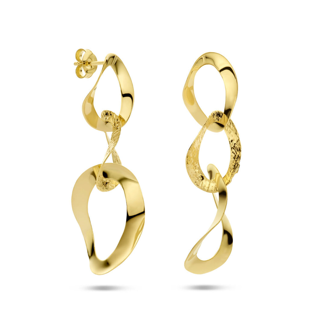 earrings oval poly/matte 1 micron silver gold plated (yellow)