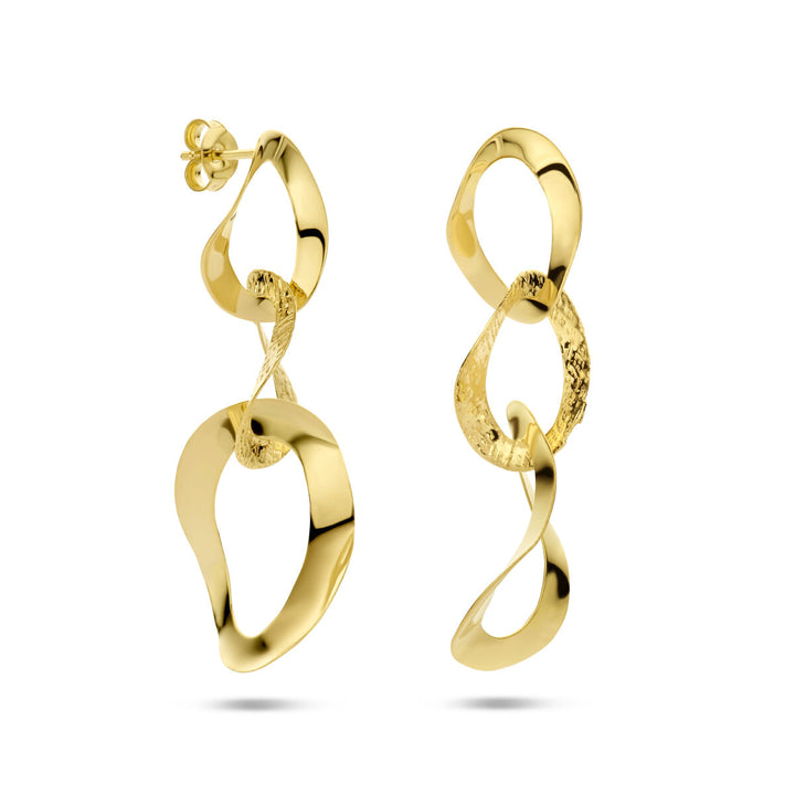 earrings oval poly/matte 1 micron silver gold plated (yellow)