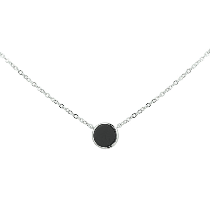 Silver necklace ladies onyx rhodium plated
