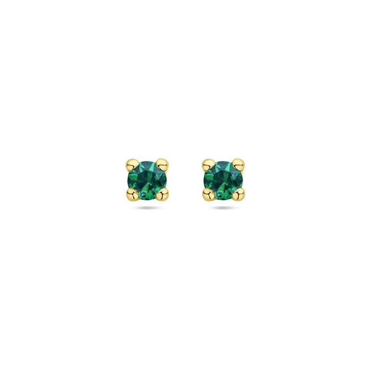 ear studs synth. emerald 14K yellow gold