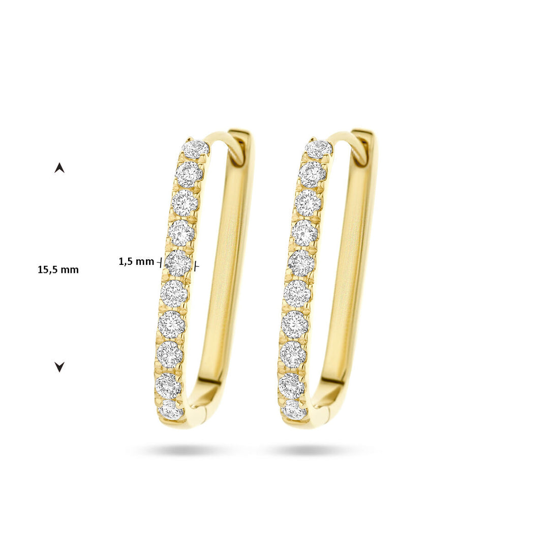 drop earrings paper clip diamond 0.22ct (2x 0.11ct) h si 14K yellow gold