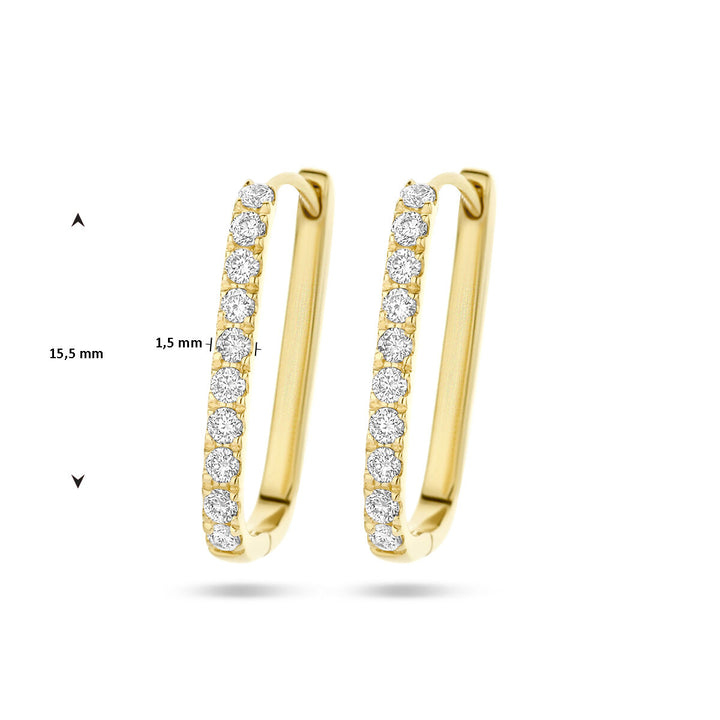drop earrings paper clip diamond 0.22ct (2x 0.11ct) h si 14K yellow gold