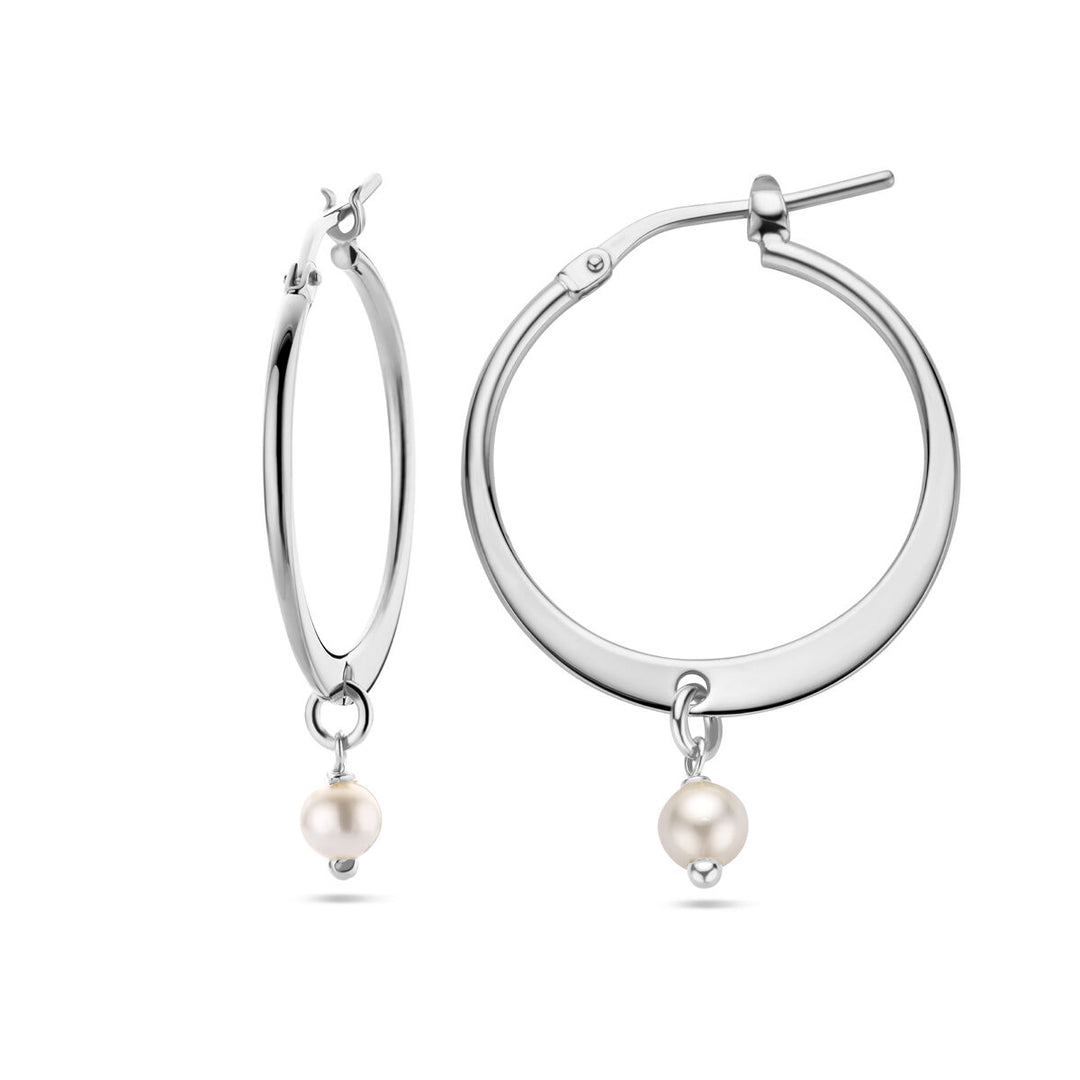 earrings synth. pearl silver rhodium plated