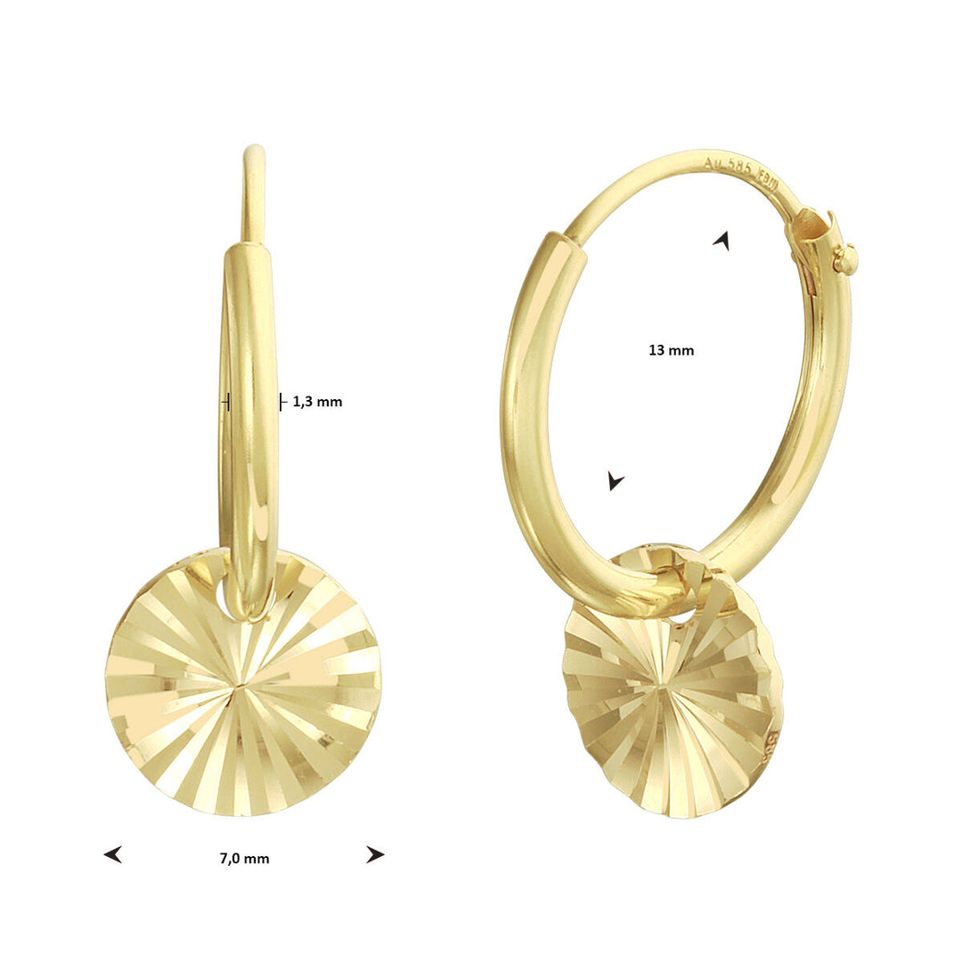 round earrings diamond-plated 14K yellow gold