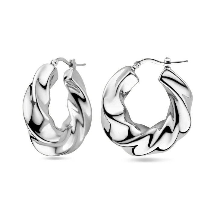 earrings twisted silver rhodium plated