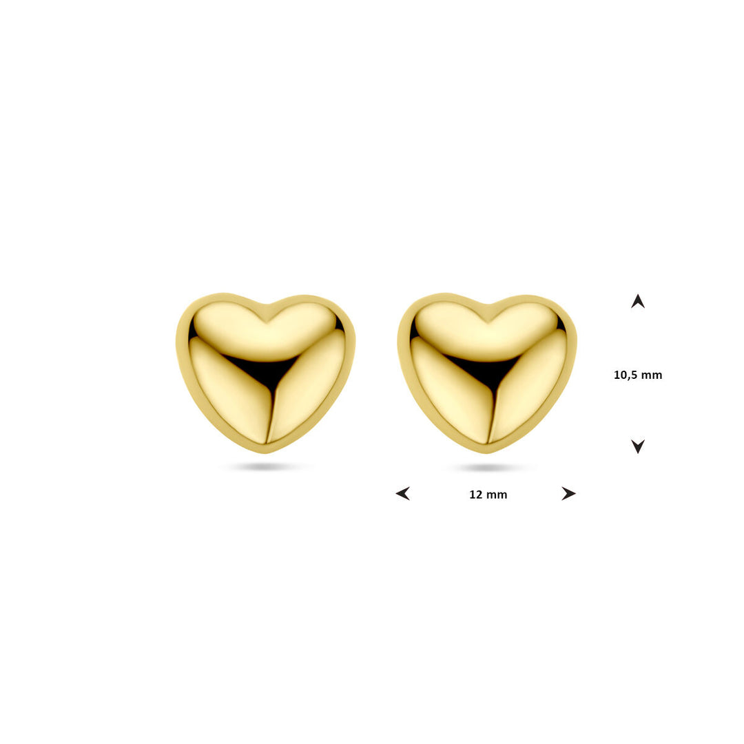ear studs heart 1 micron silver gold plated (yellow)
