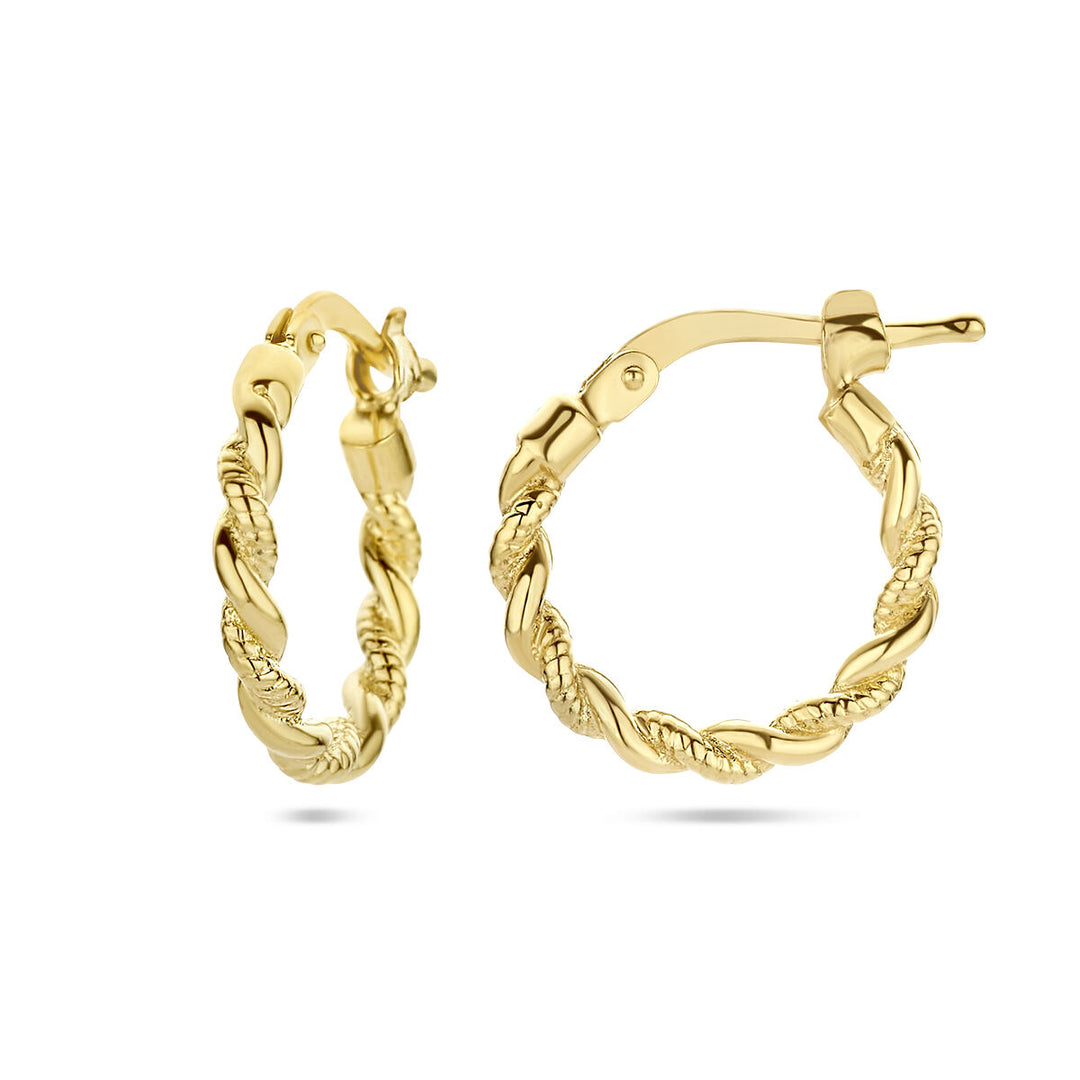 earrings twisted tube 1 micron silver gold plated (yellow)
