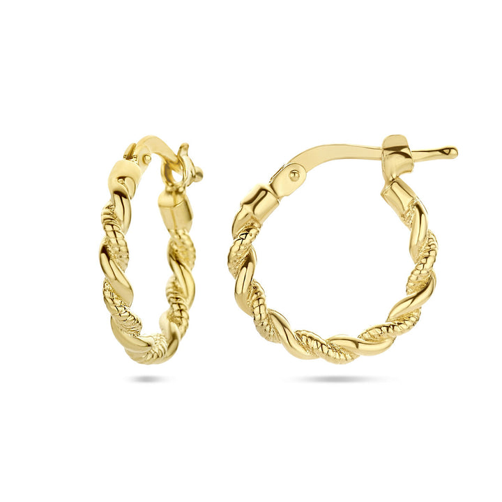 earrings twisted tube 1 micron silver gold plated (yellow)