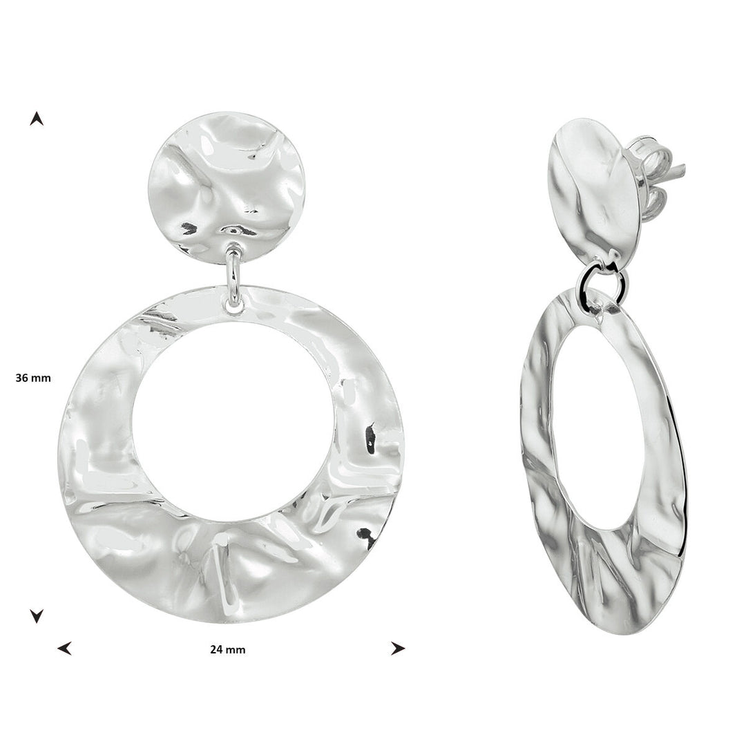 earrings hammered silver rhodium plated