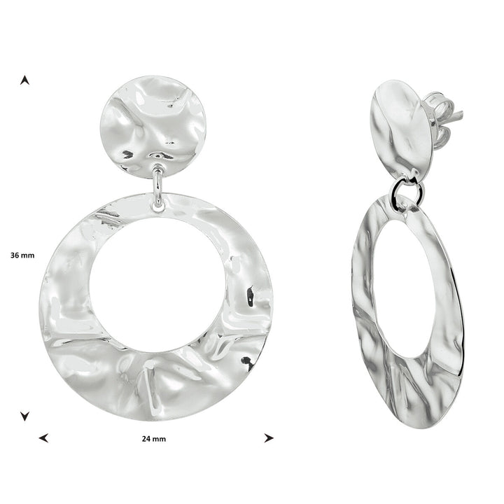 earrings hammered silver rhodium plated