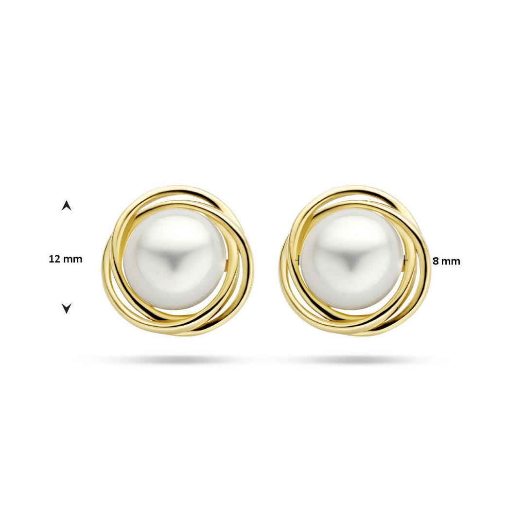 pearl ear studs 14K yellow gold