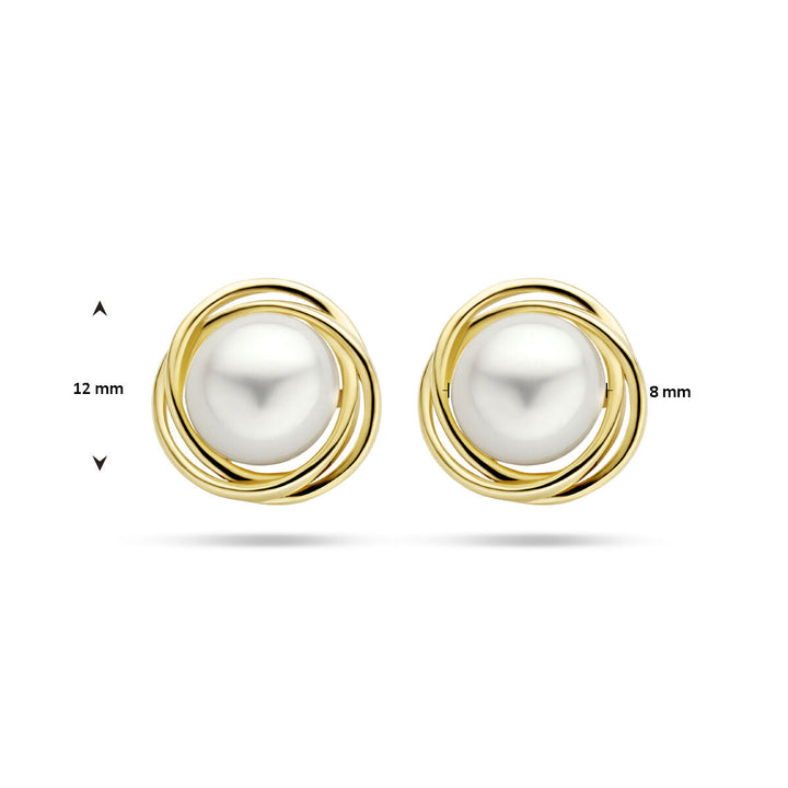 pearl ear studs 14K yellow gold