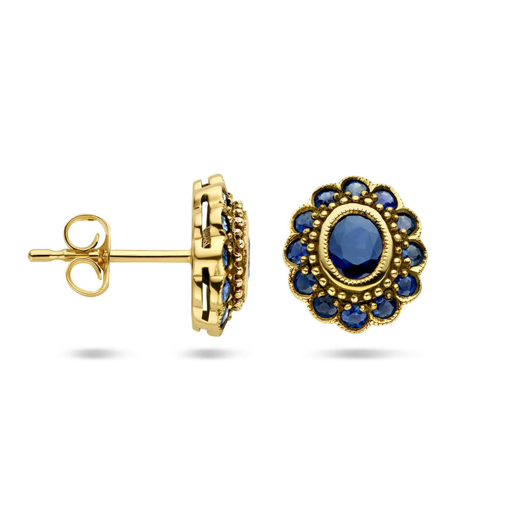 sapphire ear studs 14K yellow gold