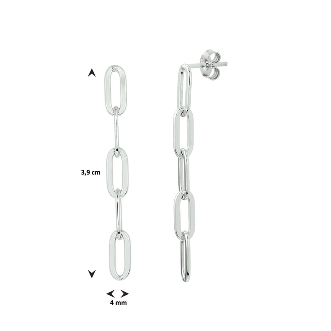 paper clip earrings silver rhodium plated