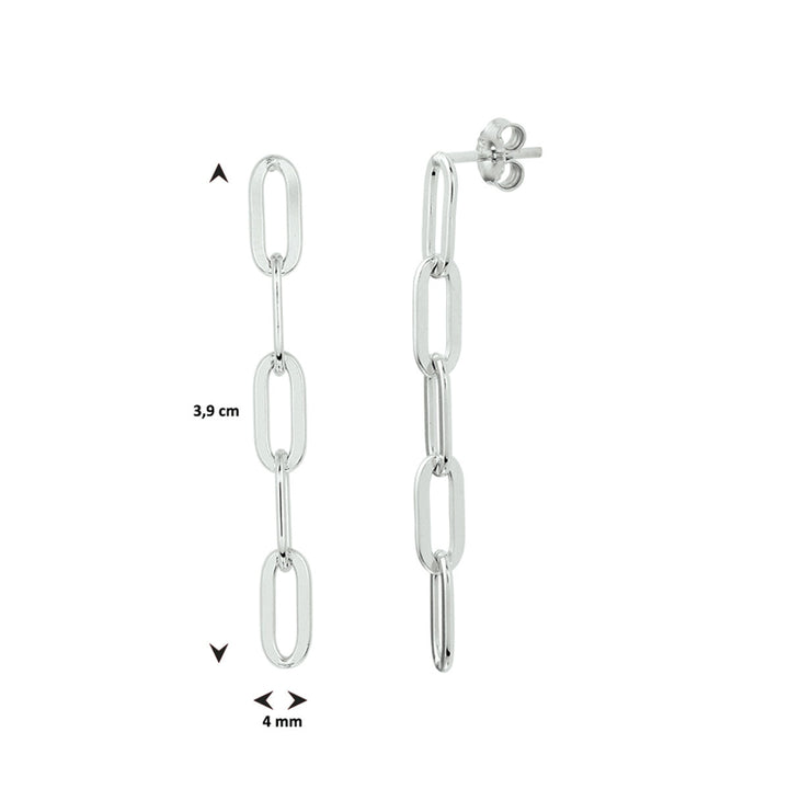 paper clip earrings silver rhodium plated