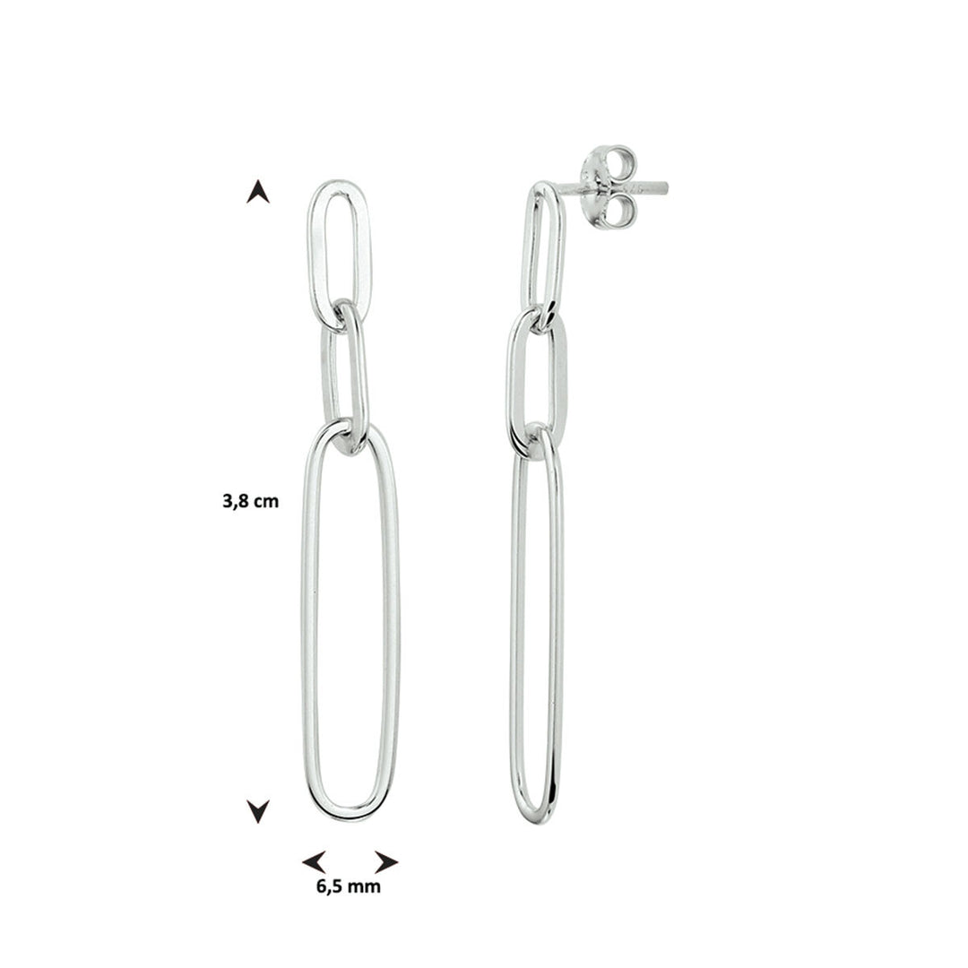 paper clip earrings silver rhodium plated