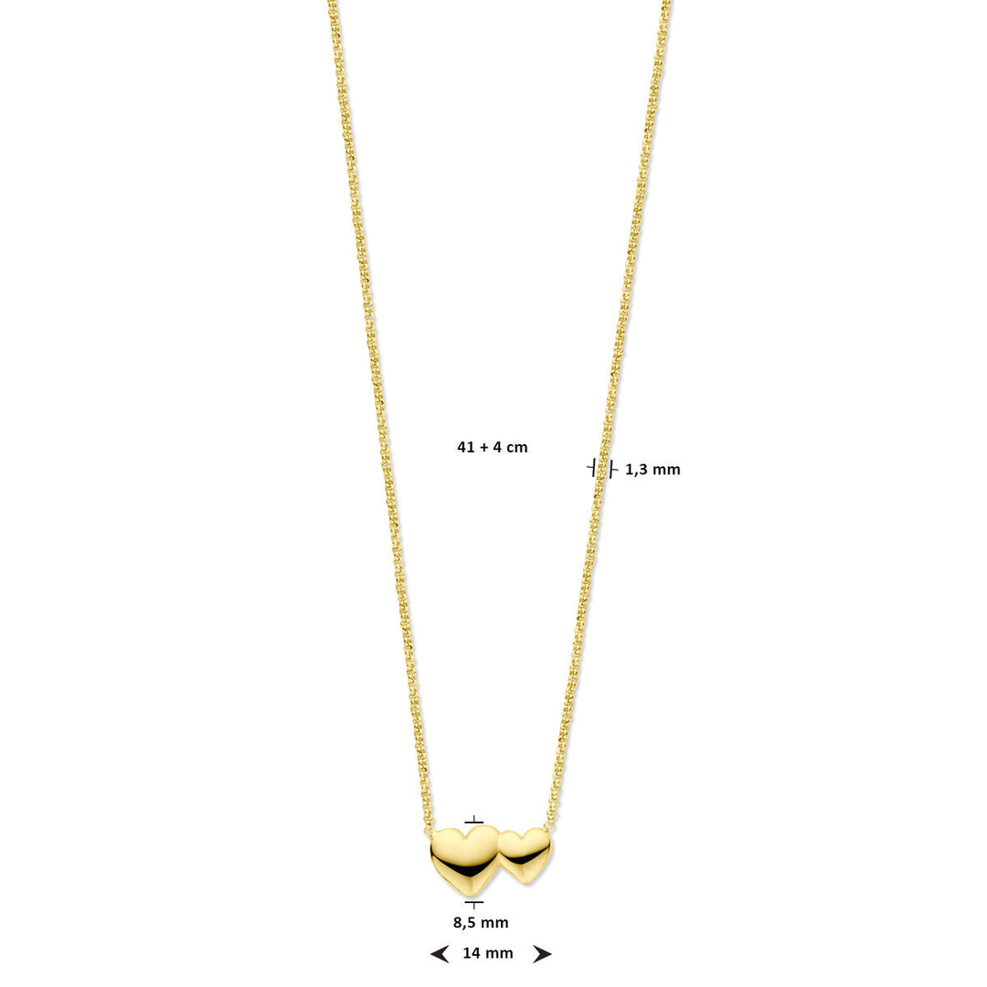 necklace hearts 41 + 4 cm 3 micron silver gold plated (yellow)