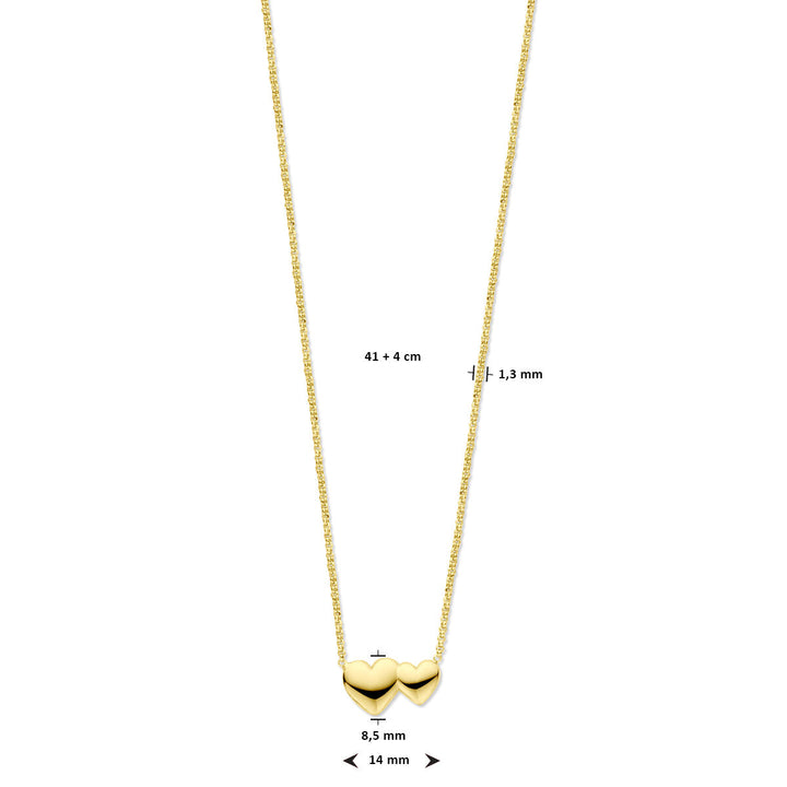 necklace hearts 41 + 4 cm 3 micron silver gold plated (yellow)