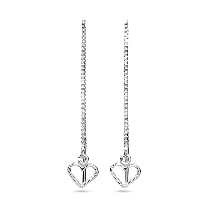 pull-through earrings heart silver rhodium plated