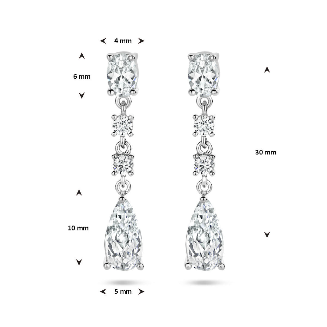 earrings zirconia silver rhodium plated