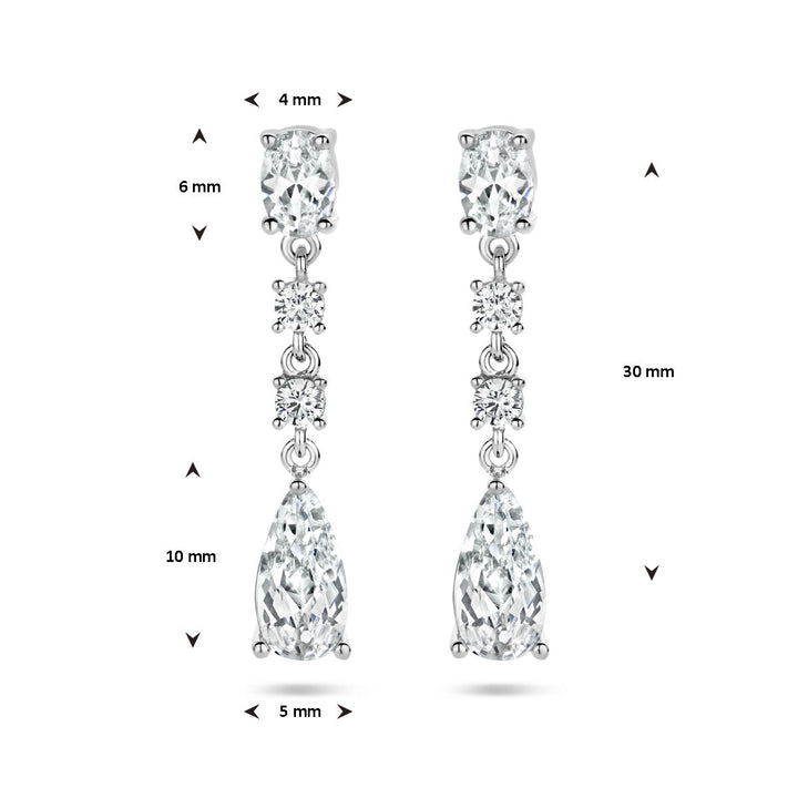 earrings zirconia silver rhodium plated