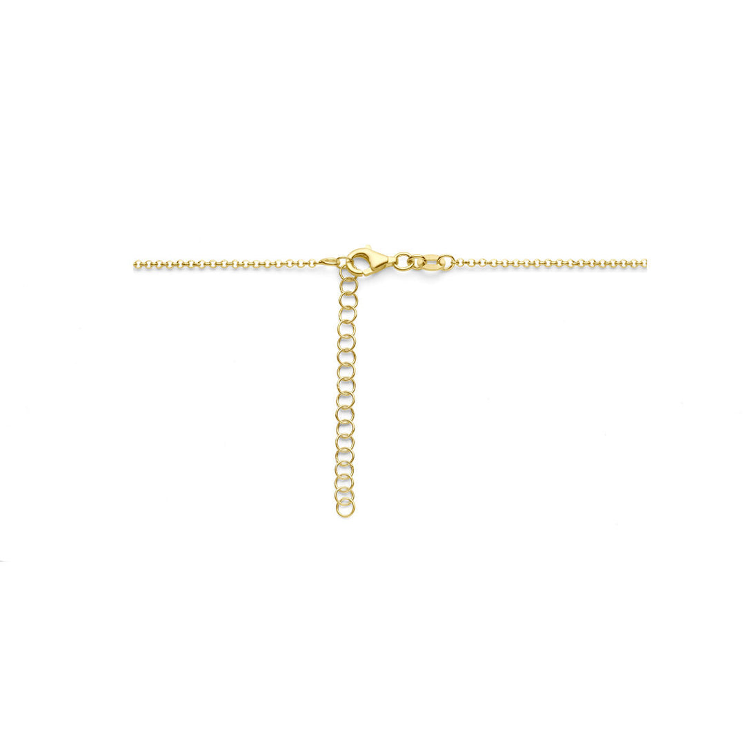 necklace heart 1.5 mm 42 + 5 cm 3 micron silver gold plated (yellow)