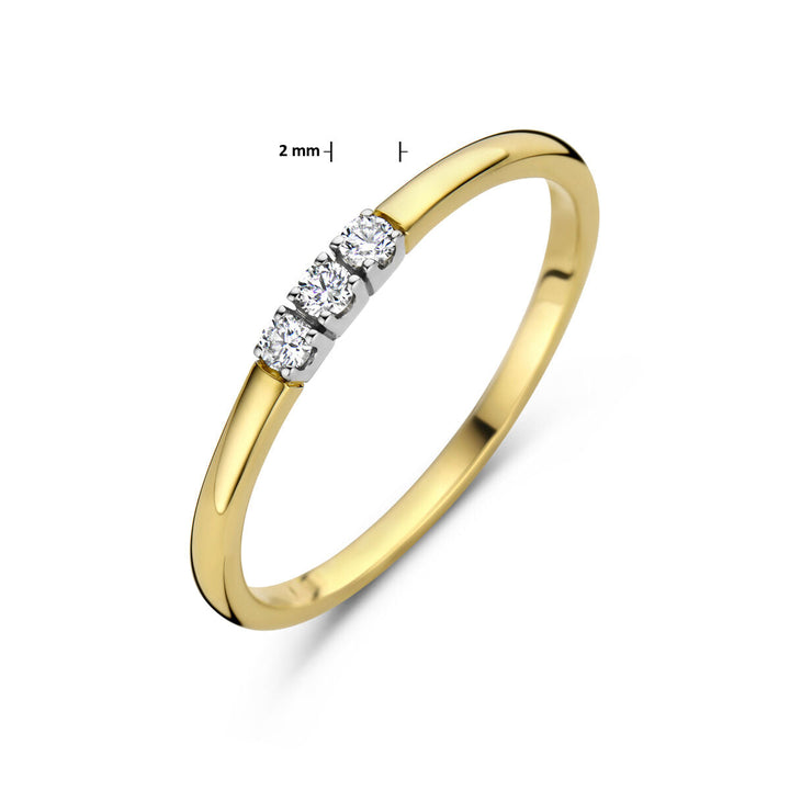 memoir ring trilogy diamond 0.09ct h si 14K bicolor gold yellow/white