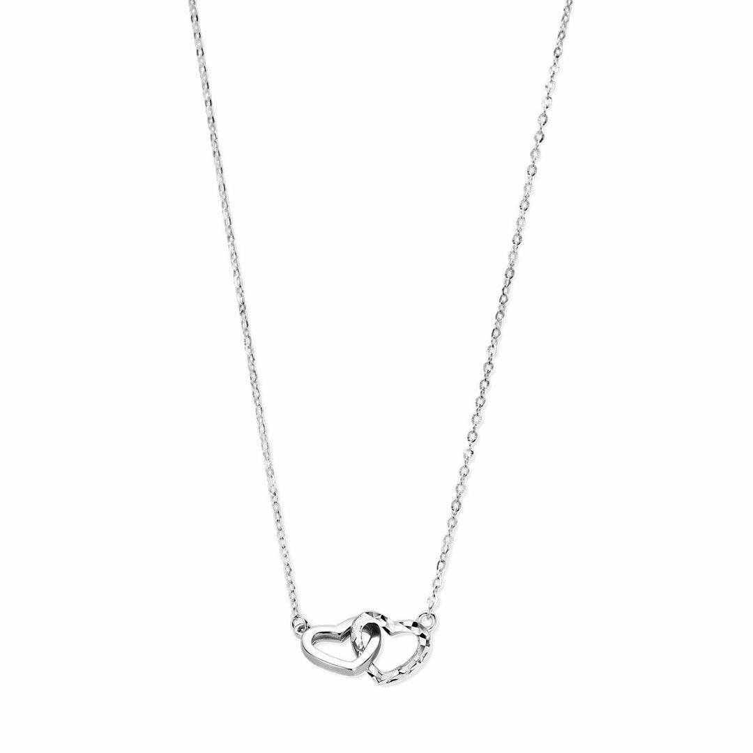 necklace diamond-plated hearts 41 + 4 cm silver rhodium-plated