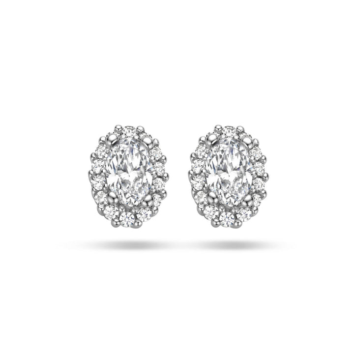 oorknoppen zirkonia halo zilver gerhodineerd
