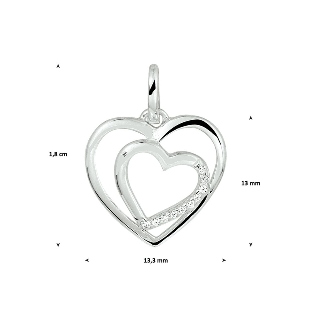 pendant heart zirconia silver rhodium plated 