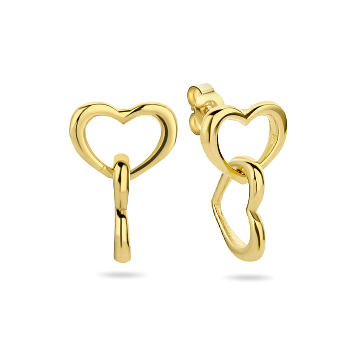 earrings hearts 1 micron silver gold plated (yellow)