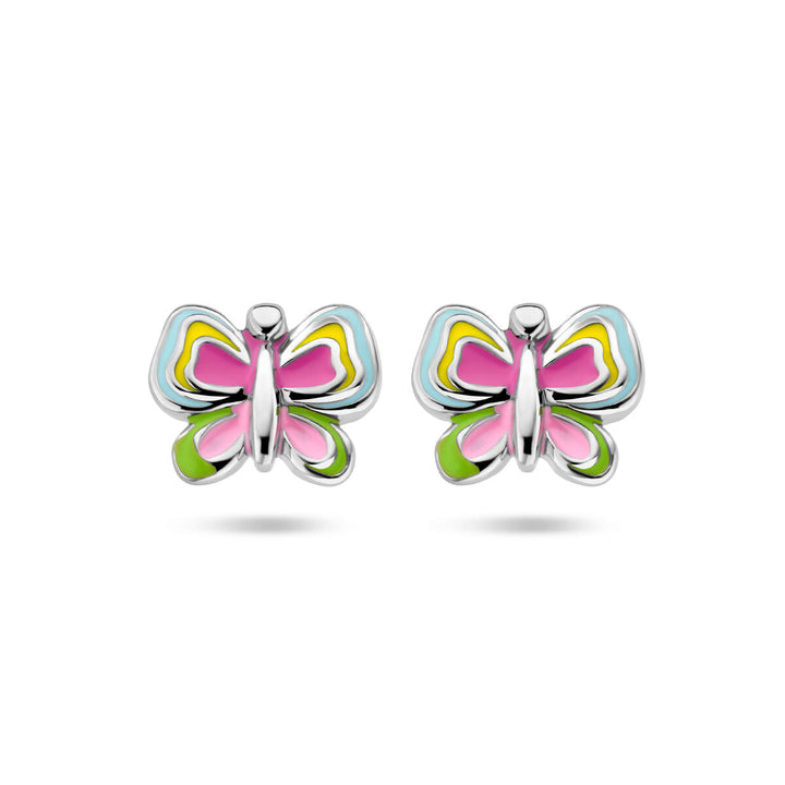 butterfly ear studs silver rhodium plated