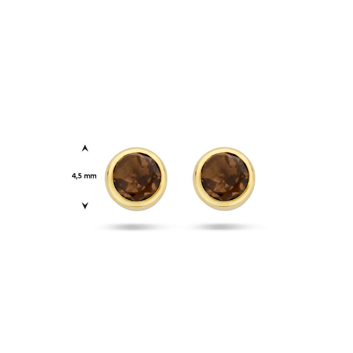 earrings smoky quartz 14K yellow gold