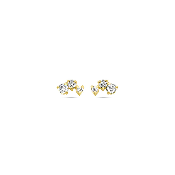 ear studs zirconia 1 micron silver gold plated (yellow)