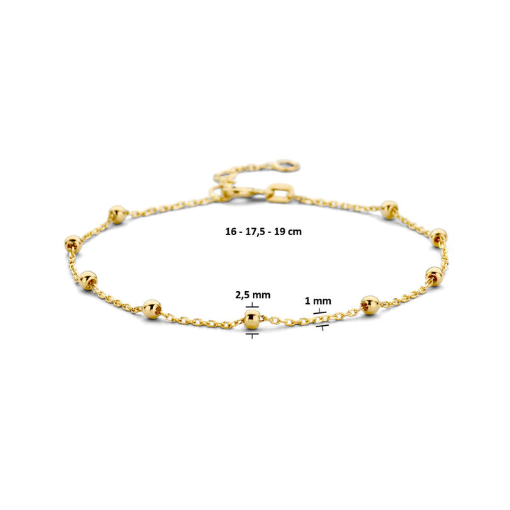 armband bolletjes 2,5 mm 16 - 17,5 - 19 cm 14K geelgoud