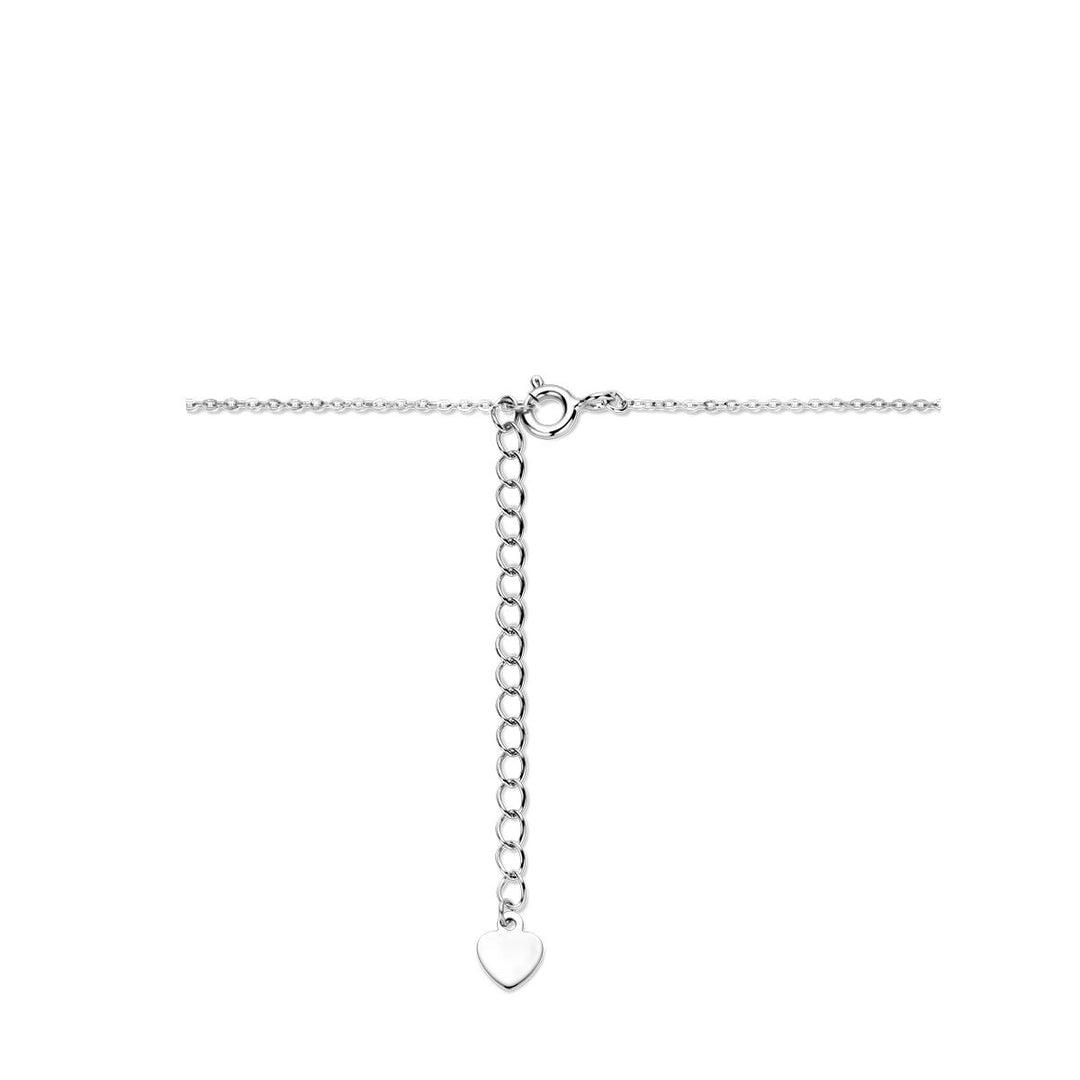 necklace diamond-plated hearts 41 + 4 cm silver rhodium-plated