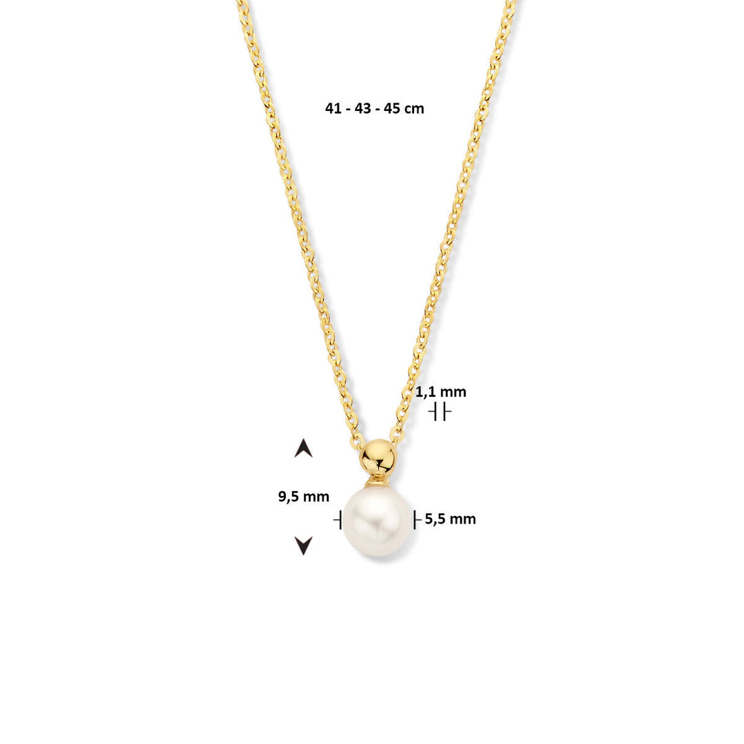 Gold ladies necklace pearl 14K
