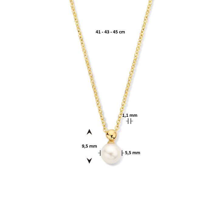 Gold ladies necklace pearl 14K