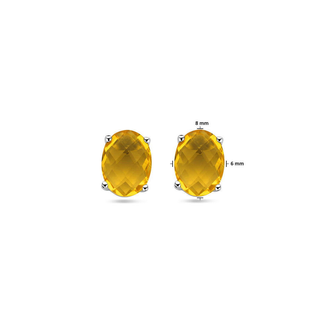 ear studs citrine silver rhodium plated