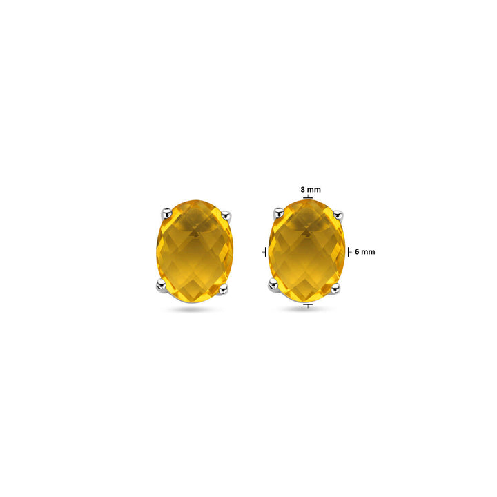 ear studs citrine silver rhodium plated
