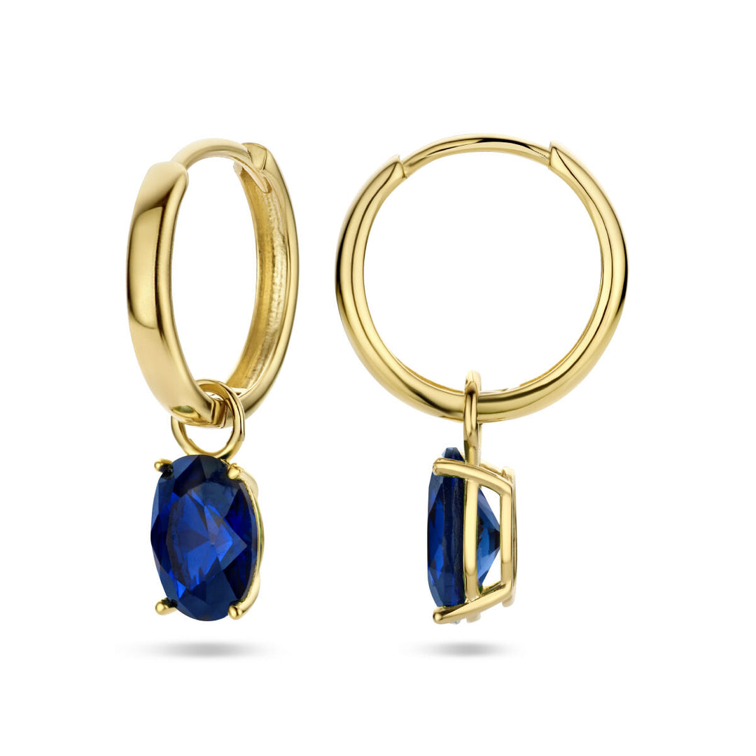 drop earrings blue zirconia 14K yellow gold