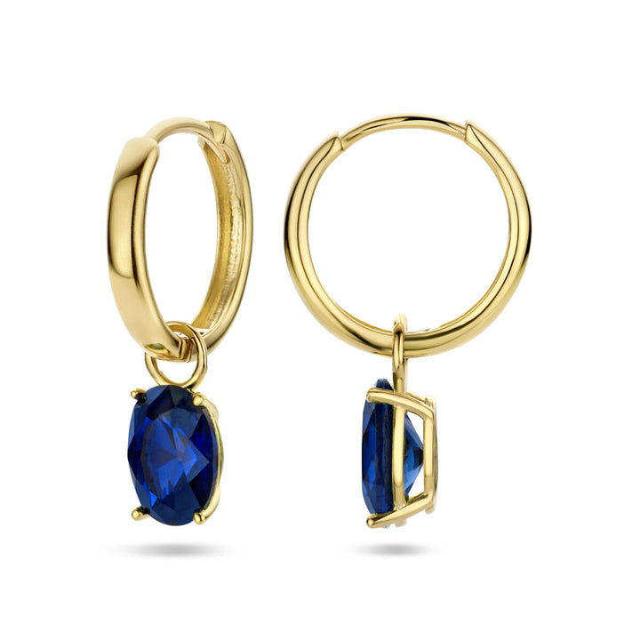 drop earrings blue zirconia 14K yellow gold