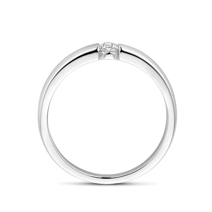 ring zirconia silver rhodium plated