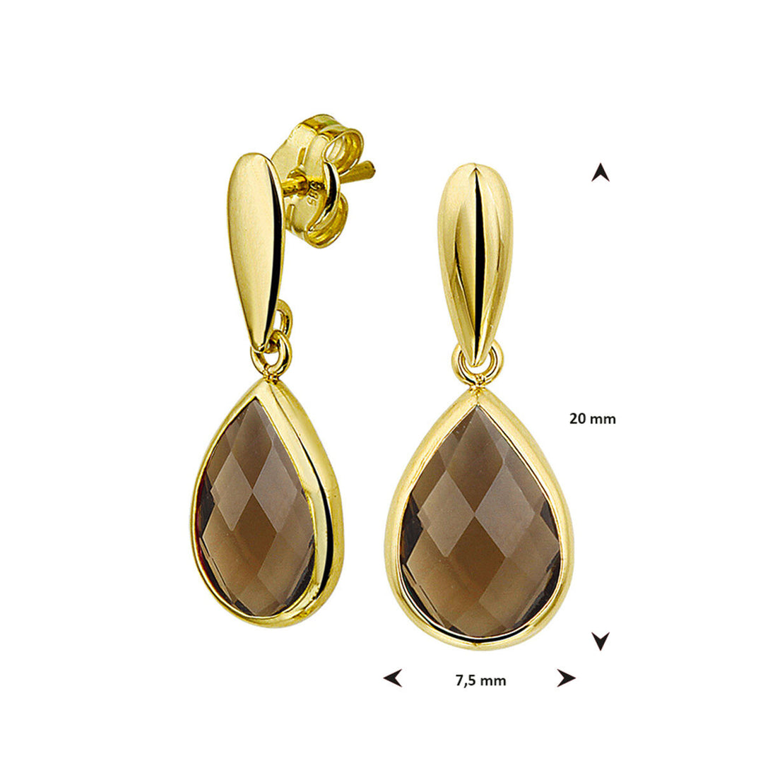earrings smoky quartz 14K yellow gold
