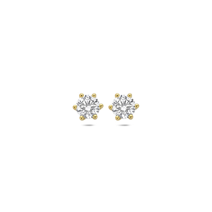 Gouden oorknoppen met lab grown diamant – 14k geelgoud