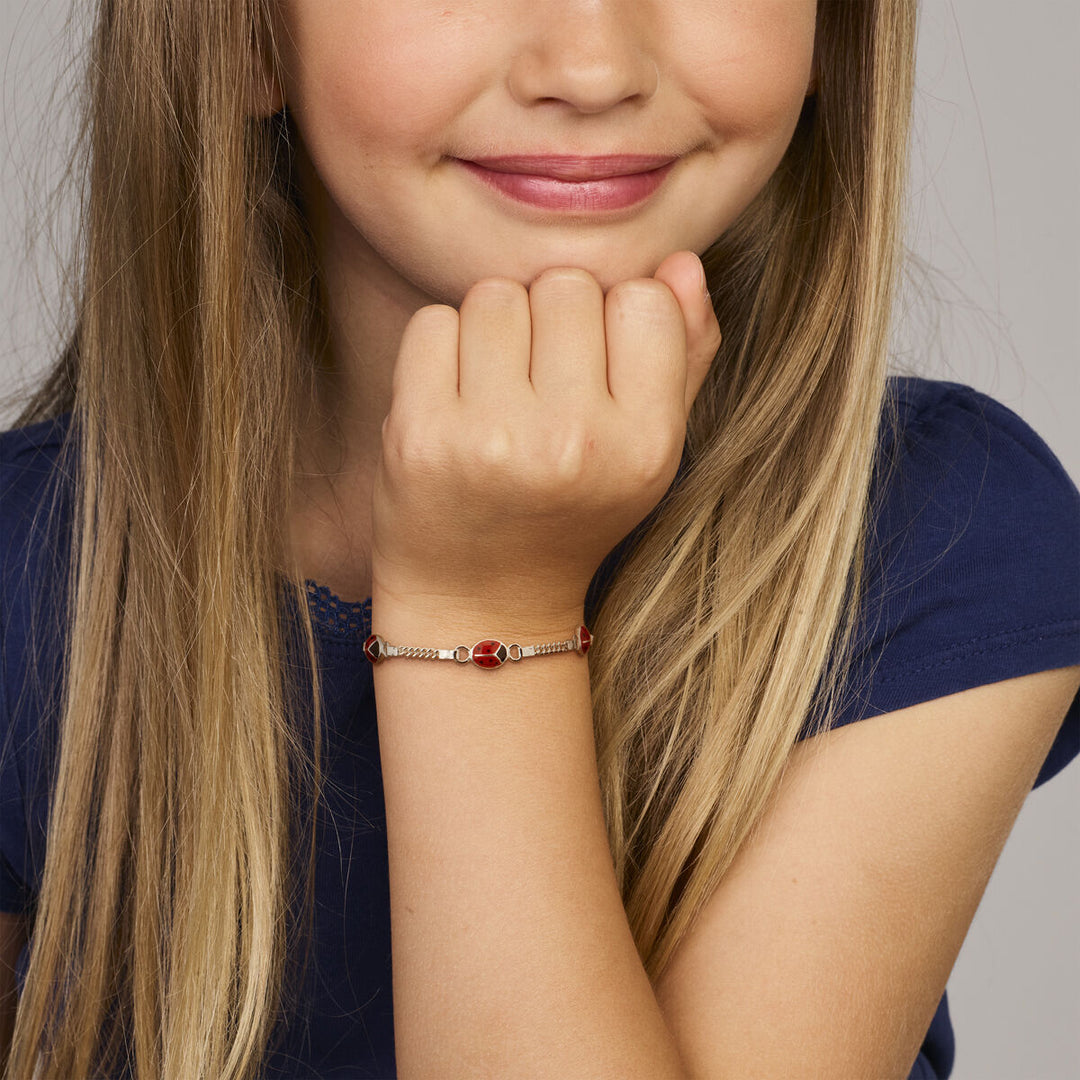 bracelet ladybug silver white