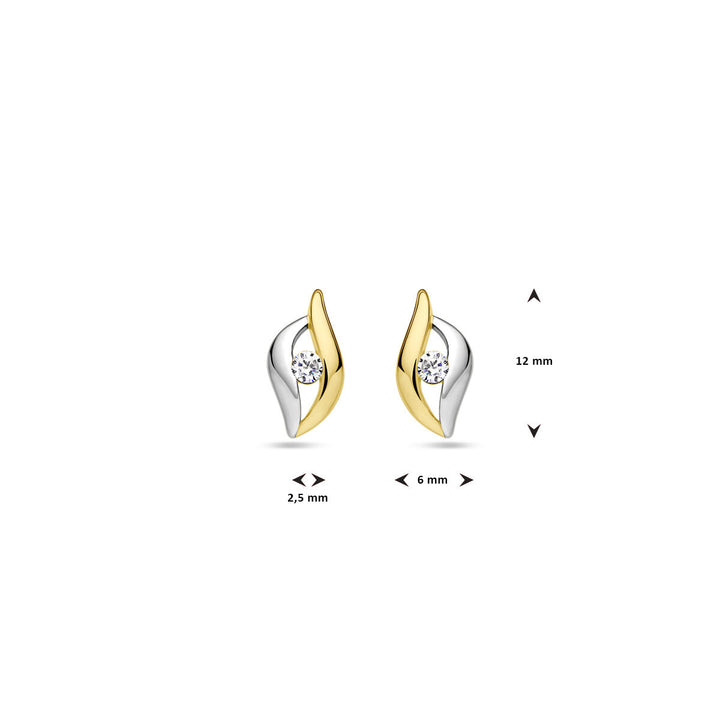 ear studs zirconia 1 micron silver gold plated (yellow/rhodium)