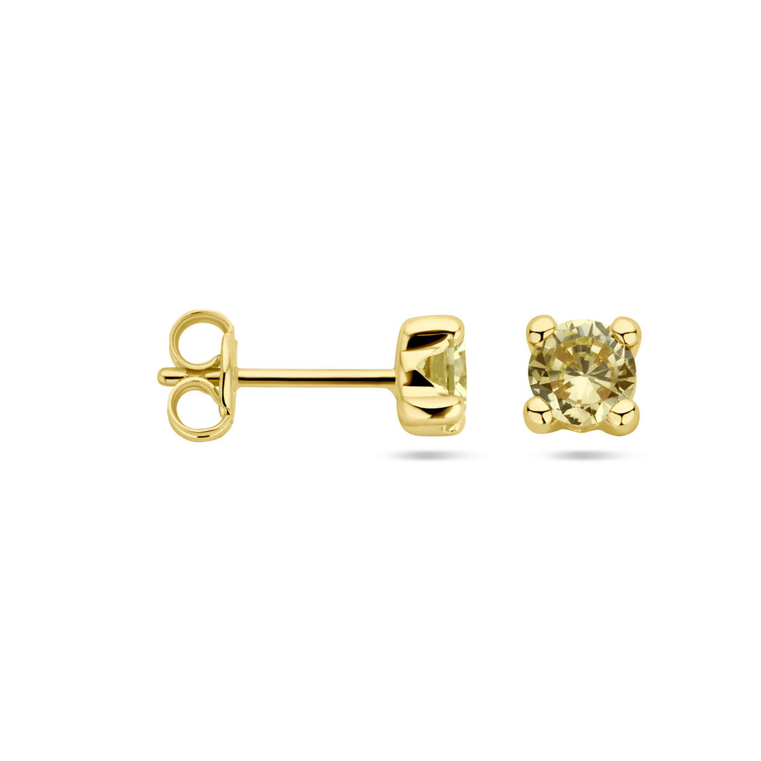 ear studs synth. peridot 14K yellow gold