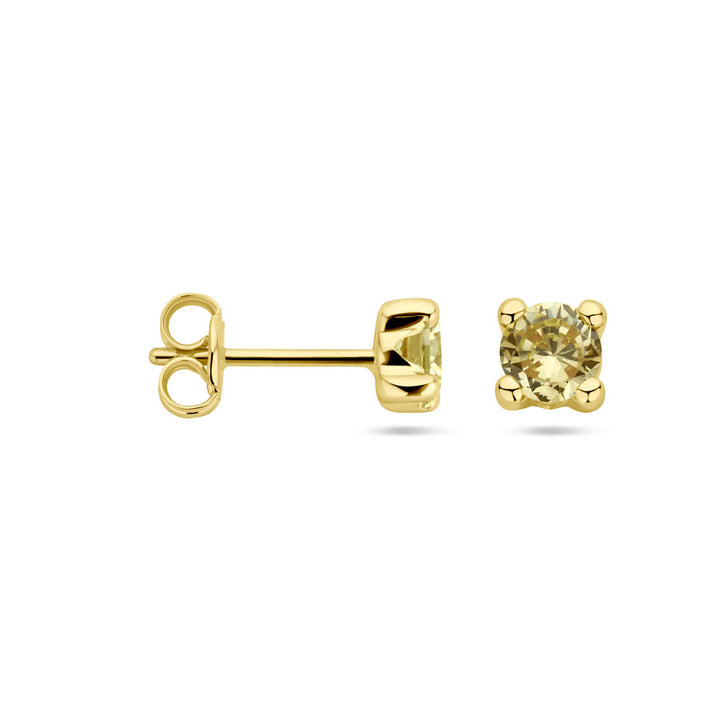 ear studs synth. peridot 14K yellow gold